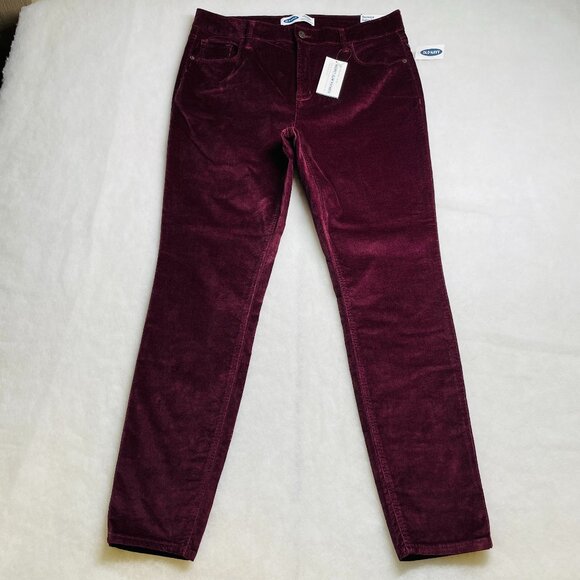 Old Navy Pants - Old Navy Womens Burgundy Secret Slim Pocket Rockstar Super Skinny Pants Size 14